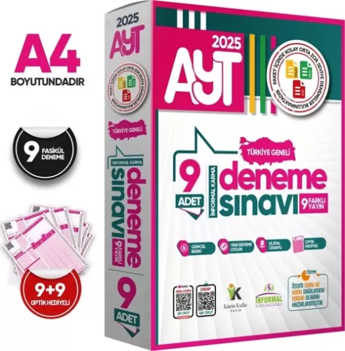 İnformal AYT Türkiye Geneli Kurumsal 9lu Paket Deneme Sınavı Dijital Cevaplı 2025