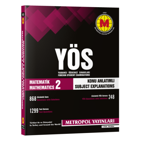 Metropol YÖS Matematik 2 Konu Açıklamalı Örnek Çözümlü