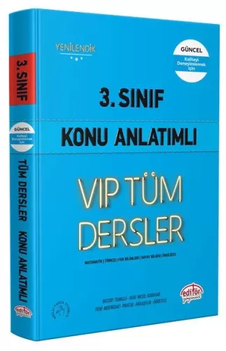 Editör 3. Sınıf VIP Tüm Dersler Konu Anlatımlı Mavi Kitap