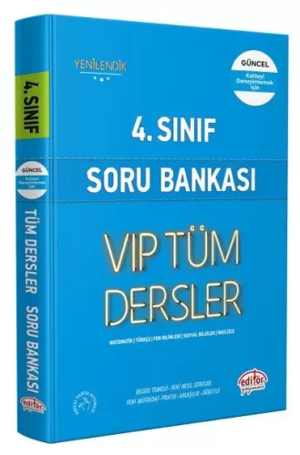 Editör 4. Sınıf VIP Tüm Dersler Soru Bankası Mavi Kitap