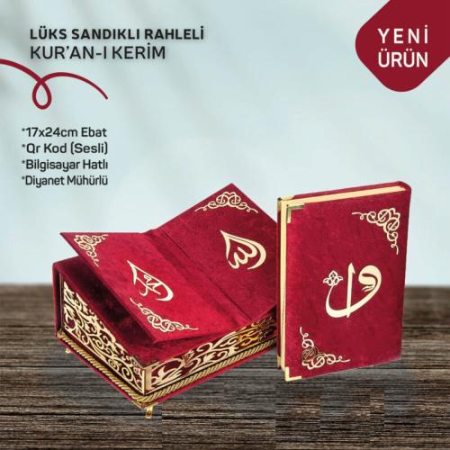 Lüks Sandıklı Rahleli Ayaklı Yeşil Kadife Kuranı Kerim (Yeşil)