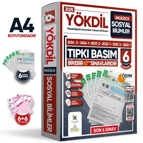İnformal YÖKDİL İngilizce Sosyal Bilimler Çıkmış Soru Tıpkı Basım Deneme Paketi 6 lı Türkiye Geneli 2025