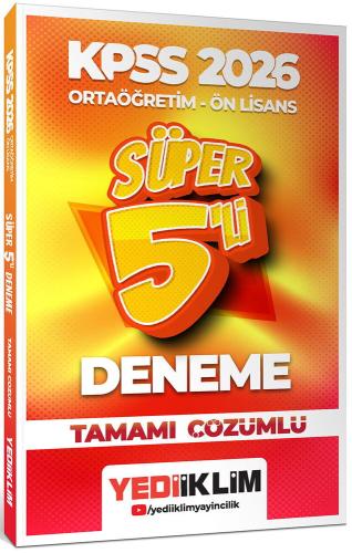 Yediiklim KPSS GY GK Ortaöğretim Önlisans Tamamı Çözümlü Süper 5 Deneme 2026