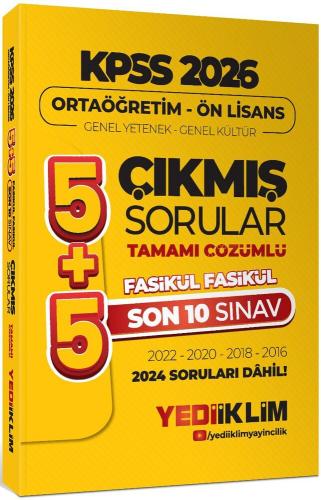 Yediiklim Ortaöğretim Ön Lisans GY GK 5+5 Tamamı Çözümlü Son 10 Sınav Fasikül Fasikül Çıkmış Sorular 2026